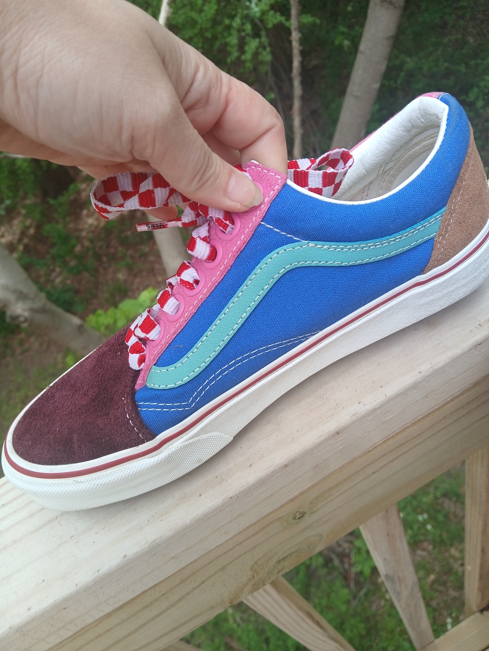 Vans Women's Colorblock Skate Sneakers - Pink, Blue, Maroon - Picture 3 of 3